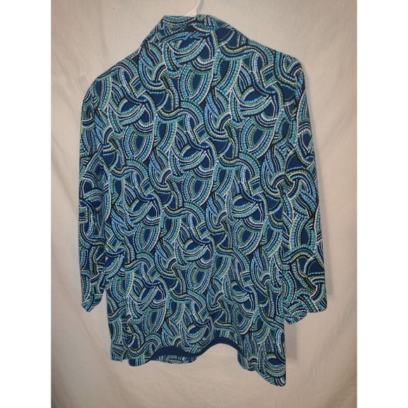 Women's woman Kim Rogers  plus size 1X blue and teal w built in undershirt - Picture 5 of 5